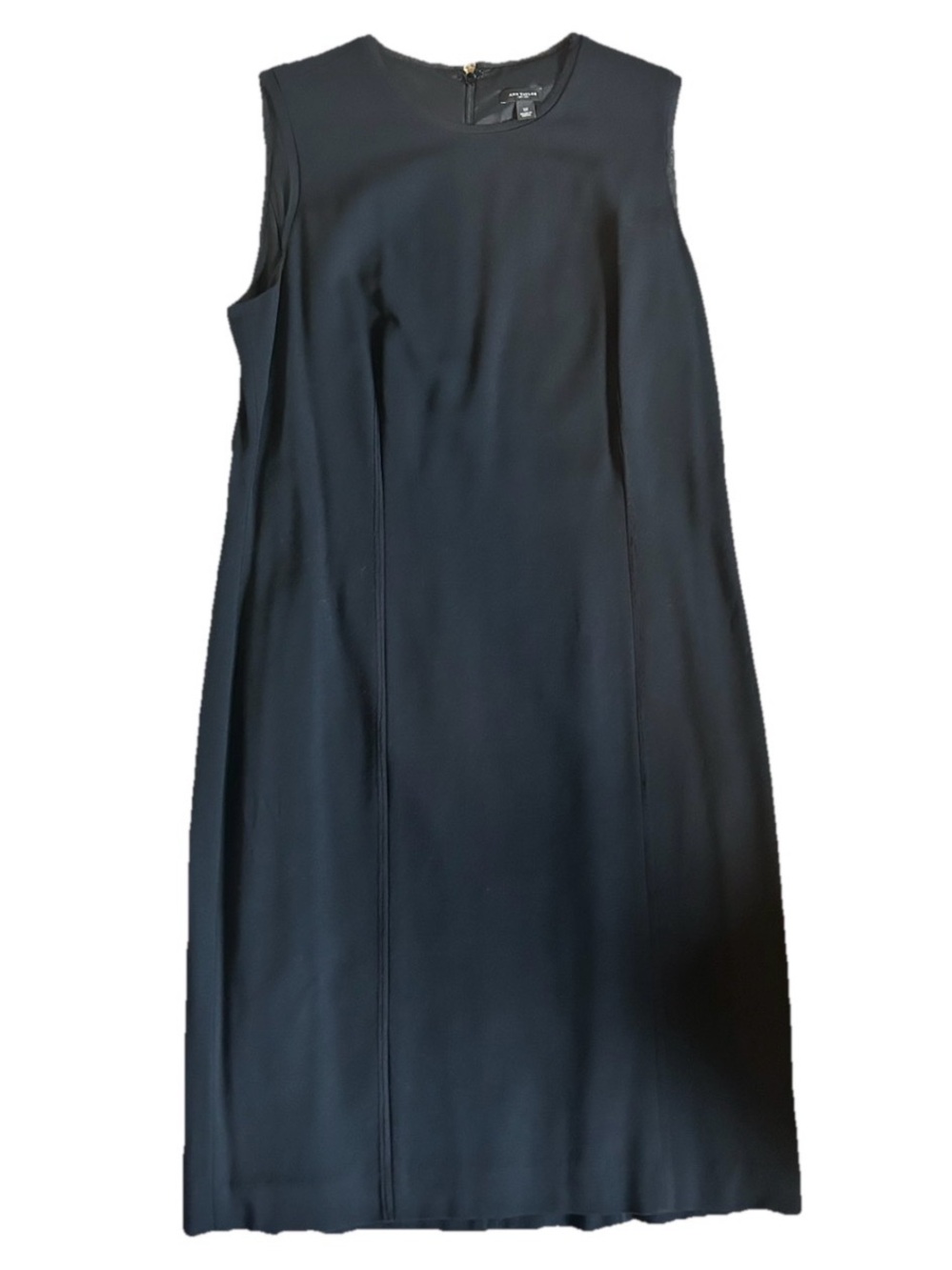 Ann Taylor Black Wool Blend Sheath Dress Size 12 Minimalist Career Classic Sleev